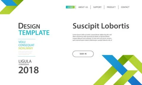 Website template design and landing page geometric shapes background. Vector  Stock Illustration