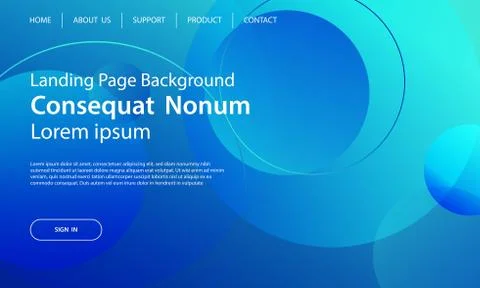 Website template design and landing page line dynamic shapes blue background. Stock Illustration