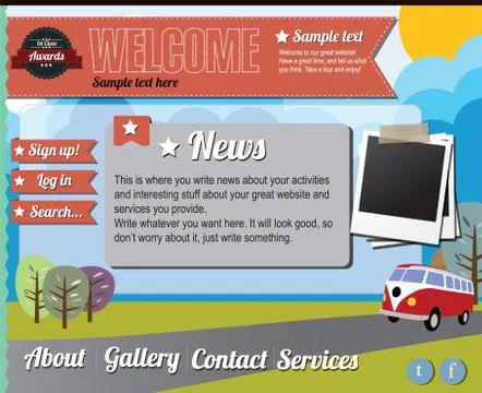 Website template design elements, gas pump, vintage style Stock Illustration