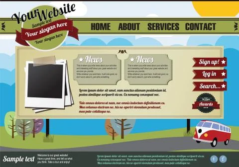 Website template design elements, gas pump, vintage style イラスト素材