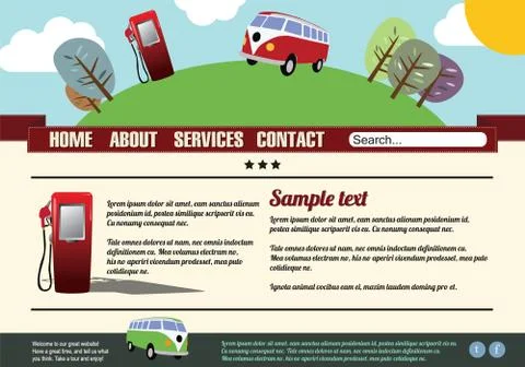 Website template design elements, gas pump, vintage style Stock Illustration