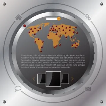 Website template design with rotateable menu selector Stock Illustration