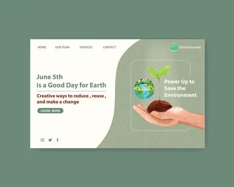 Website template design for World Environment Day.Save Earth Planet World Con Stock Illustration
