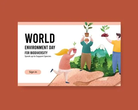Website template design for World Environment Day.Save Earth Planet World Con Stock Illustration