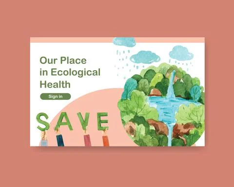 Website template design for World Environment Day.Save Earth Planet World Con Stock Illustration