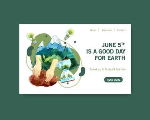 Website template design for World Environment Day.Save Earth Planet World Con Stock Illustration