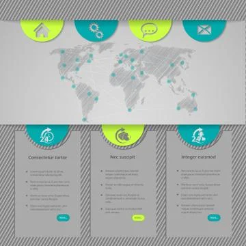 Website template design with world map Stock Illustration