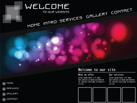Website template elements, futuristic, homepage, vector Stock Illustration