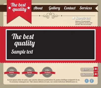 Website template elements, vintage style Stock Illustration