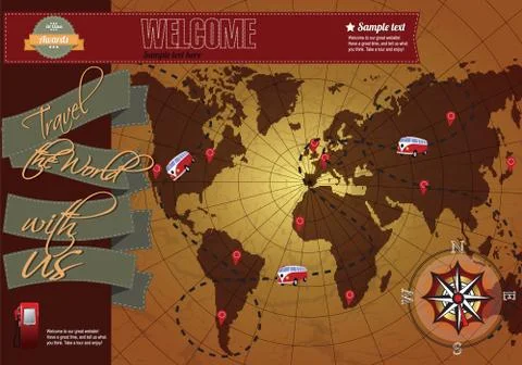 Website template elements, vintage style Stock Illustration