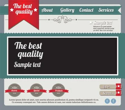 Website template elements, vintage style Stock Illustration