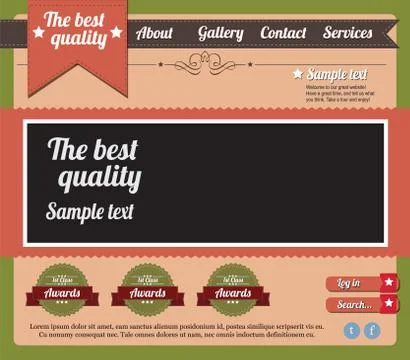 Website template elements, vintage style Stock Illustration