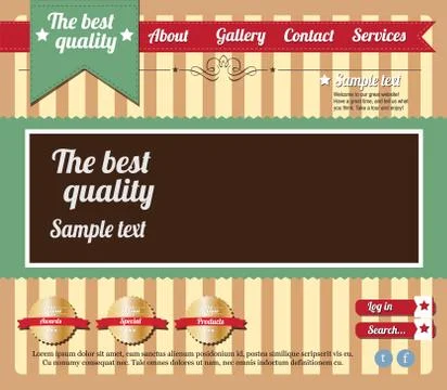 Website template elements, vintage style Stock Illustration