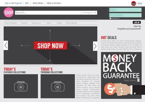 Website Template Flat Design Vector Illustration Stock Illustration