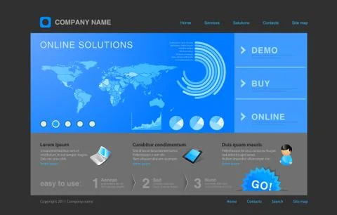 Website template with infographics design. webdesign trend. editable. Stock Illustration