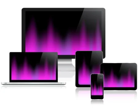 Website template on multiple devices 库存插图