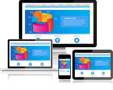 Website template on multiple devices Stock Illustration