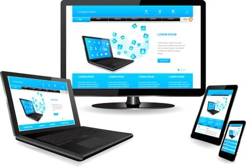Website template on multiple devices Stock Illustration