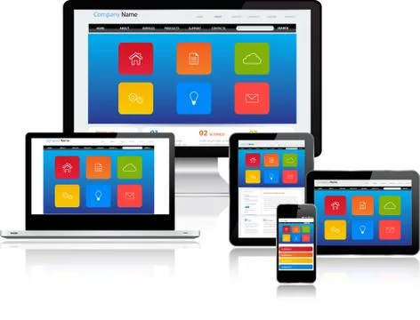 Website template on multiple devices Stock Illustration