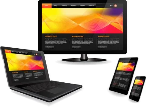 Website template on multiple devices Stock Illustration