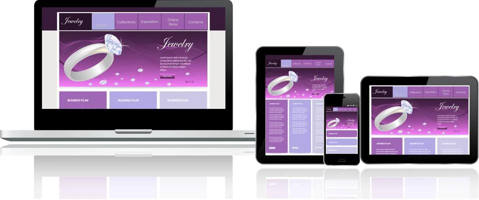 Website template on multiple devices Stock Illustration