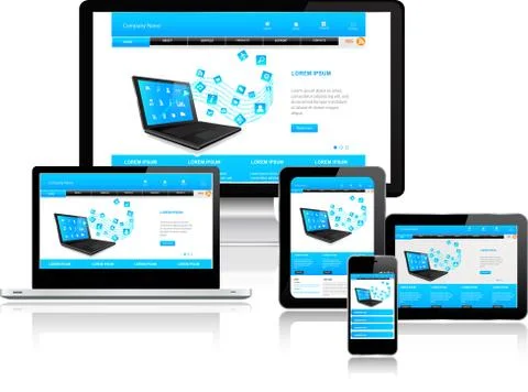 Website template on multiple devices Stock Illustration