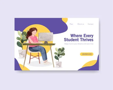 Website template with online education concept design for online community,in 스톡 일러스트