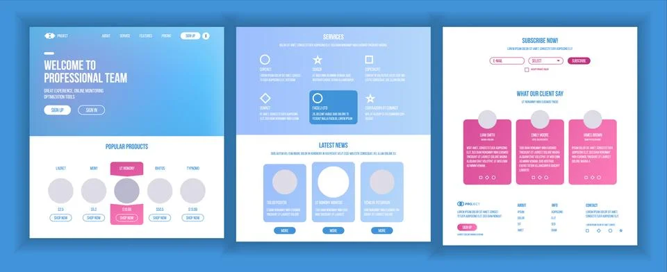 Website Template . Page Business Interface. Landing Web Page. Responsive Ux Stock Illustration