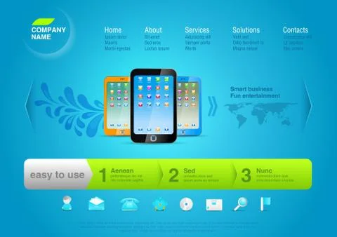 Website template: product web promovector page design. smartphones. Stock Illustration
