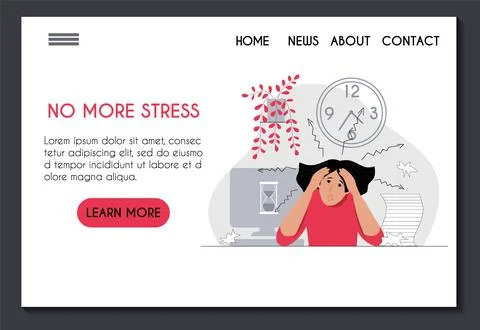 Website template for psychotherapist online therapy stress prevention. Young Stock Illustration