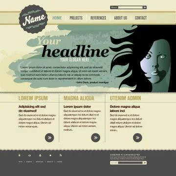 Website template in retro style Stock Illustration