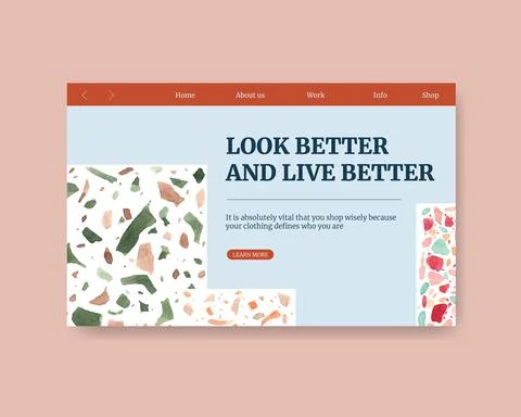 Website template with shopping design for internet and online community water Stock Illustration