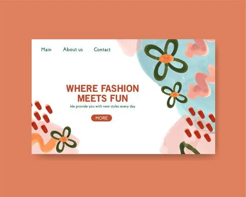 Website template with shopping design for internet and online community water Stock Illustration