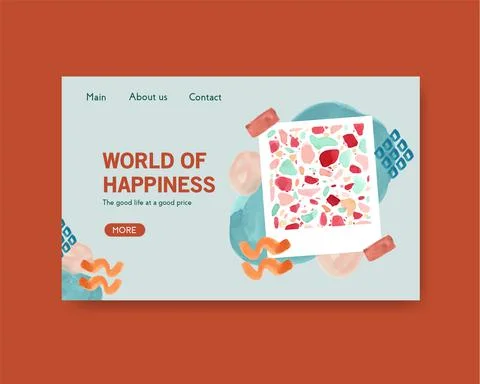 Website template with shopping design for internet and online community water Stock Illustration
