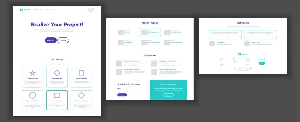 Website Template Vector. Page Business Project. Shopping Online Landing Web Page Stock Illustration