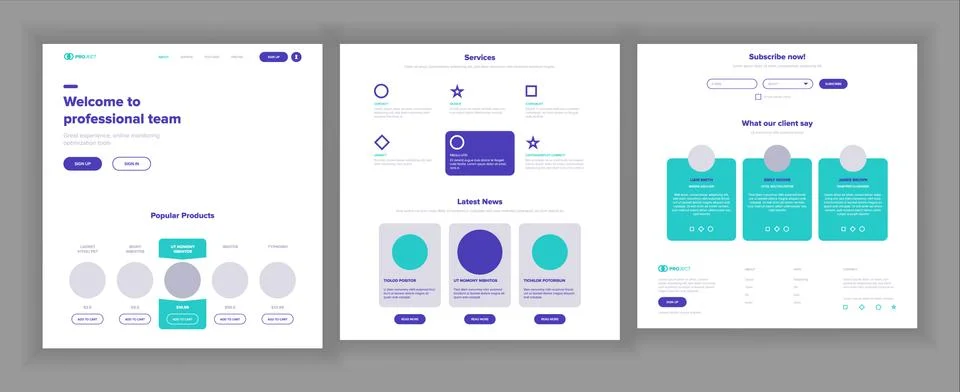 Website Template Vector. Page Business Interface. Landing Web Page. Responsive Stock Illustration