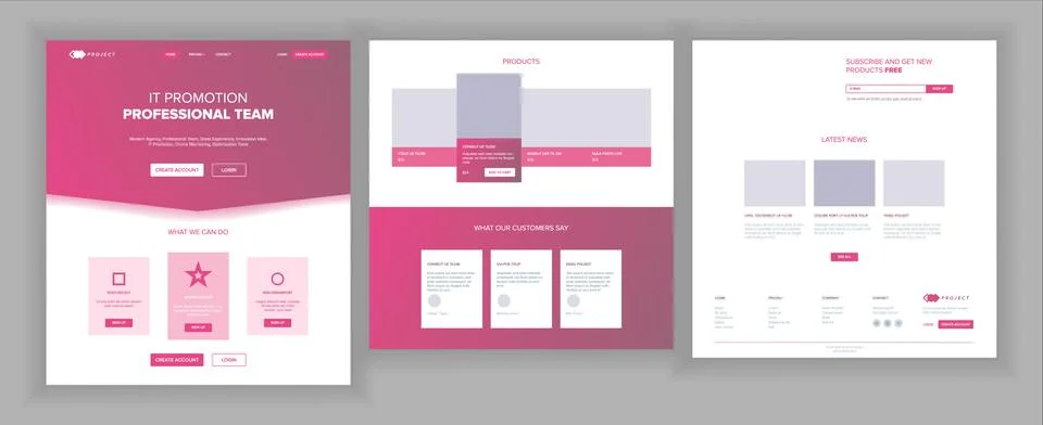 Website Template Vector. Page Business Interface. Landing Web Page. Responsive Stock Illustration