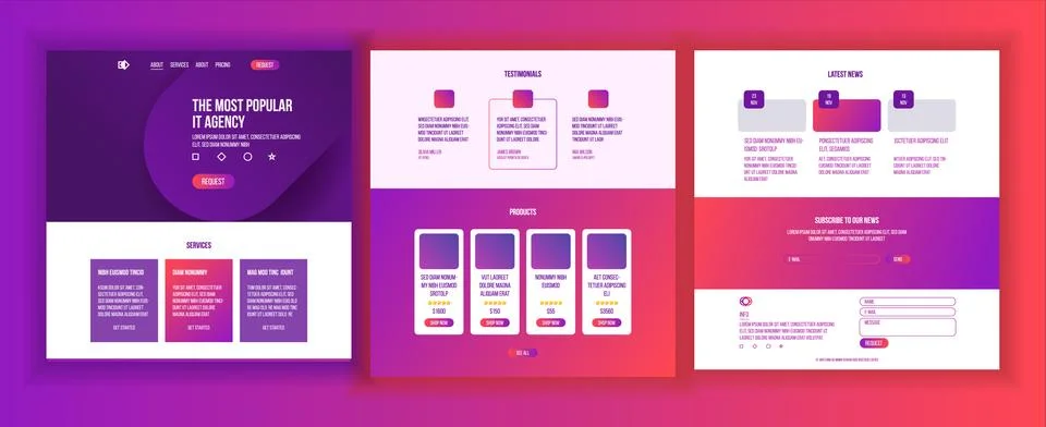 Website Template Vector. Page Business Interface. Landing Web Page. Responsive Stock Illustration