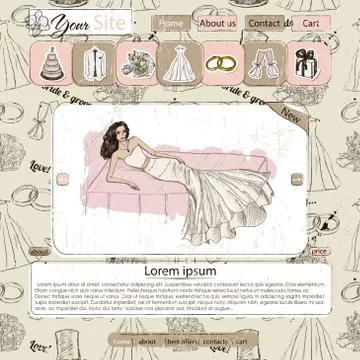Website template with wedding elements Stock Illustration
