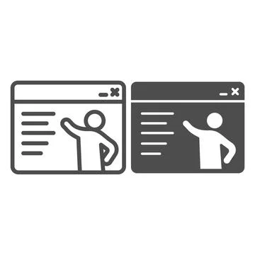 Website with text and lecturer line and solid icon, online education concept Stock Illustration