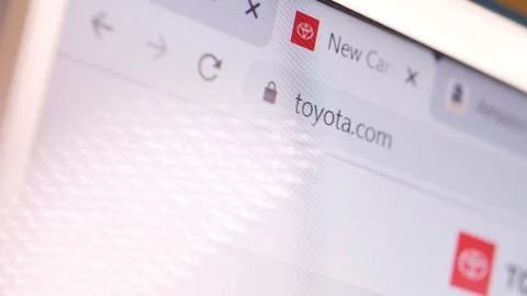 Website of Toyota in browser on the computer screen. Editorial macro shot Foto stock