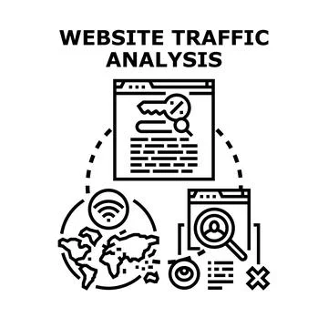 Website traffic analysis and search engine optimization concepts Illustrazione stock