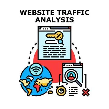 Website traffic analysis and search engine optimization concepts Stock Illustration