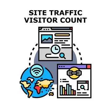 Website traffic analysis and visitor global count Stock Illustration