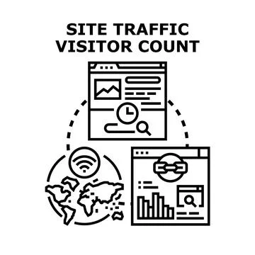 Website traffic analysis and visitor global count Stock Illustration