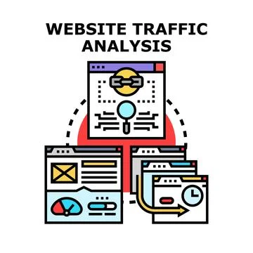 Website traffic analysis optimizing digital marketing strategy Stock Illustration