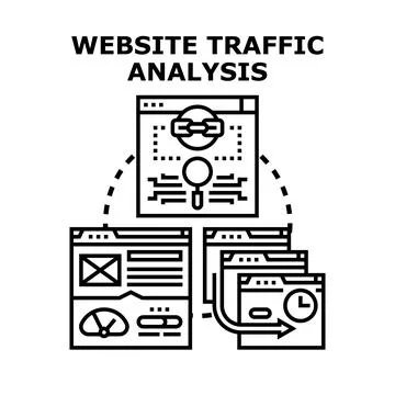 Website traffic analysis optimizing digital marketing strategy Stock Illustration