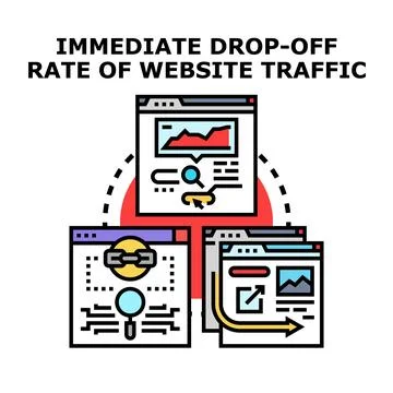 Website traffic drop off rate concept vector illustration Illustrazione stock