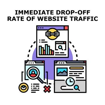 Website traffic drop off rate vector concept Illustrazione stock