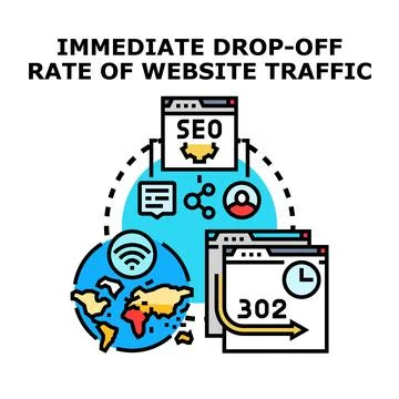 Website traffic drop off rate vector illustration Illustrazione stock